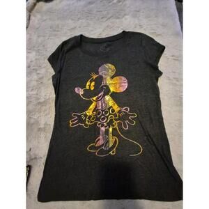 Dark Gray Short Sleeve Disney Minnie Mouse Foil Tee Shirt
